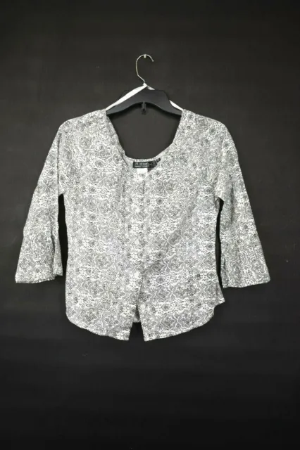 R Wear Rampage Clothing Co Womens White Floral Button Up Blouse Long Sleeve M