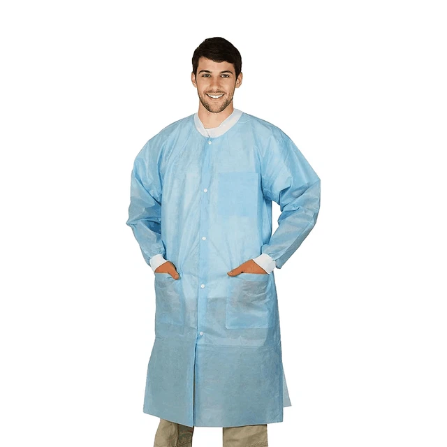 Disposable Lab Coat Small Pack of 10 Sky Blue Disposable Lab Coats for Adults 45