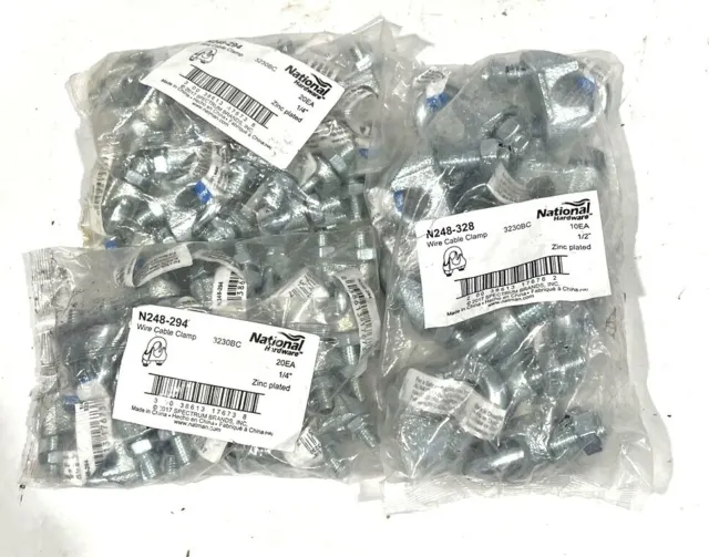 National Hardware Wire Cable Clamps 1/4" & 1/2" Zinc Plated (50 Pieces)