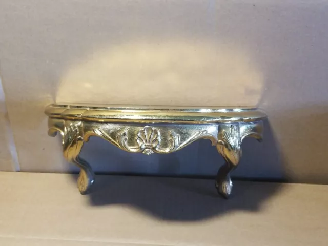 VTG Burwood Products Company GOLDEN Wooden Wall Shelf Hollywood Regency ACCENT