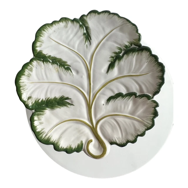 Tiffany & Co. Italian Majolica Style Leaf Footed Pedestal Compote Plate Dish 3