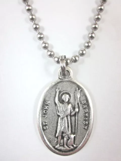 St John the Baptist Medal Pendant Necklace 24" Ball Chain Gift Box Prayer Card