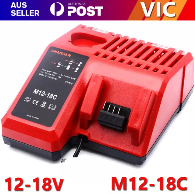 12V-18V Rapid Battery Charger For Milwaukee M12-18C Multi Voltage Dual M12 & M18