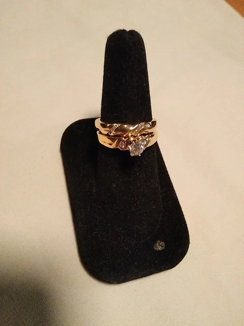 14k P Gold Wedding Set Diamond Solitaire With Diamond Chips