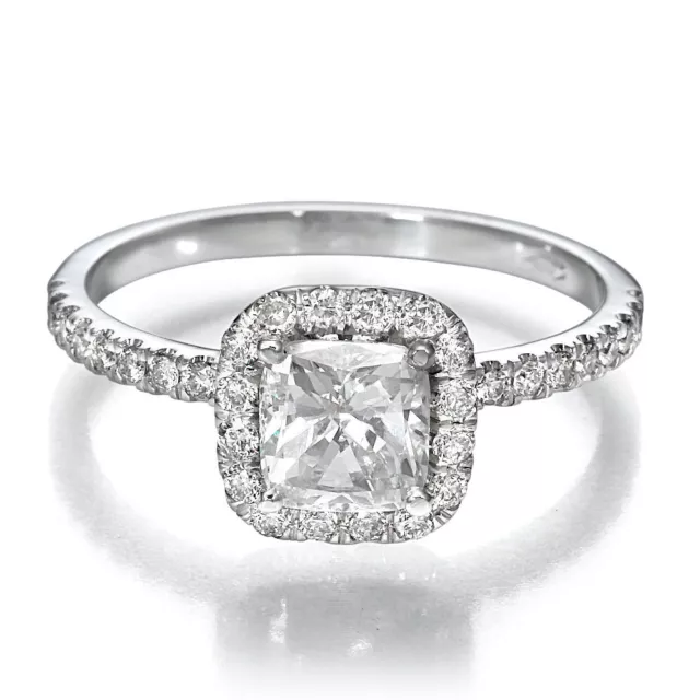 1 1/4 CT Diamond Engagement Ring Cushion Cut H/SI2 14K White Gold Size Selectabl