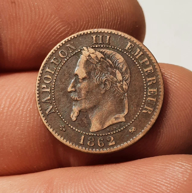 2 Centimes 1862 K Bordeaux, NAPOLÉON III,  Tête Laurée