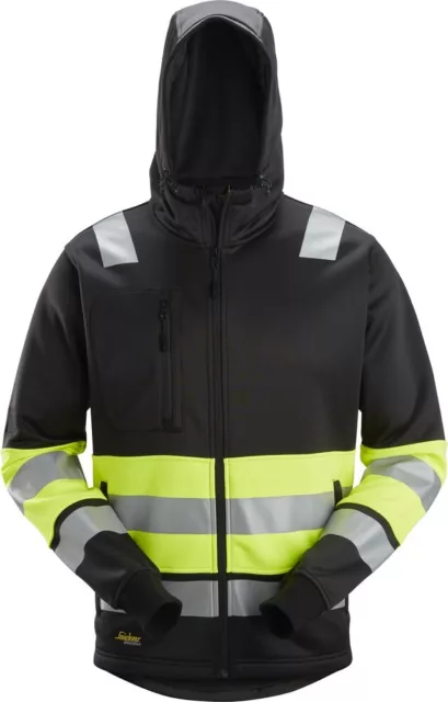 Snickers Warnschutzjacke High-Vis, Reißverschluss Jacke, Kl. 1 Schwarz/High-Vis