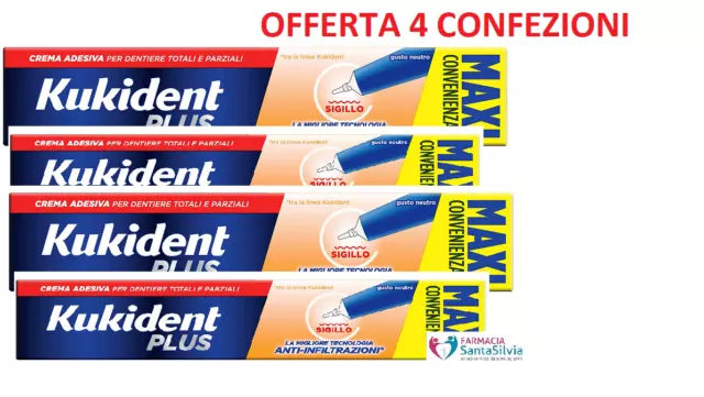 Kukident Plus Anti-Infiltrazioni - Offerta 4 Confezioni - Formato Maxi 57 G