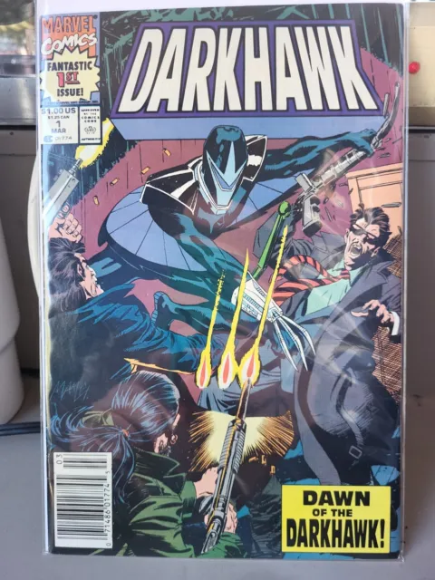 DARKHAWK # 1 (1991) NEWSSTAND 1st Full App/ORIGIN Darkhawk has some spine tick