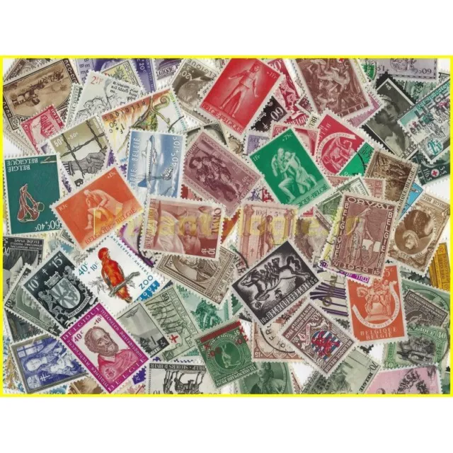 Belgique 100 timbres de collection surtaxés tous différents.