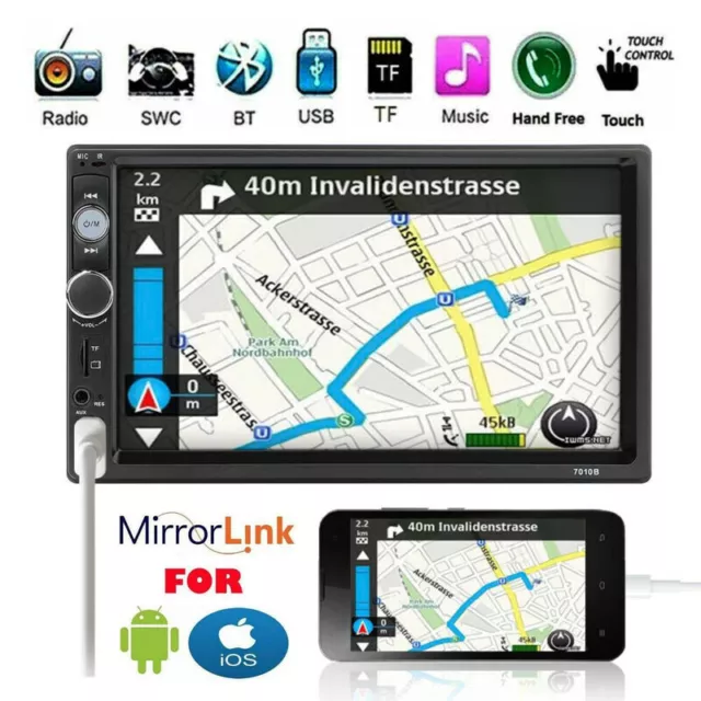 7'' 2DIN Touch Autoradio Mirror Link für GPS Navi Stereo MP5 Player Bluetooth FM