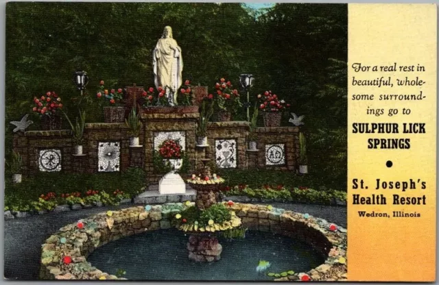 WEDRON, Illinois Postcard ST. JOSEPH'S HEALTH RESORT Sulphur Lick Springs LINEN