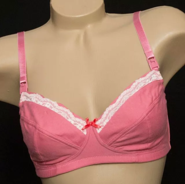 Nursing Bra Pink Lace Maternity Breast Feeding Clips 34C Blooming Marvellous