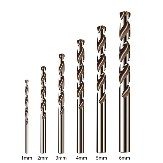 6pcs HSS-M35 Cobalt Drill-Bit 1/2/3/4 / 5/6mm for Métal Acier Inoxydable