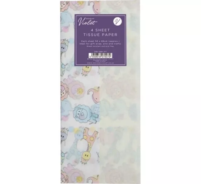 Baby Printed  Patterned ~ Acid Free Tissue Paper Sheets 50x66cm