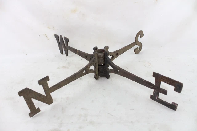 Antique Vintage Large Weathervane N S E W Cast Iron Direction Arms 16" Metal Old