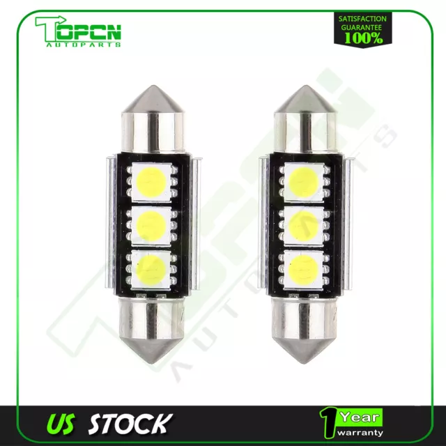 2X 36mm Canbus Error Free 3 LED 5050SMD 6418 White License Plate Dome Light Bulb