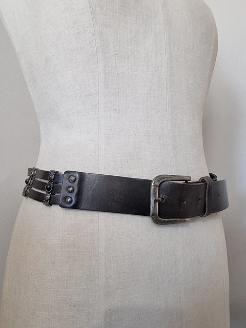 Ceinture En Cuir Visconti Avec Cache Billet - Taille 120 Cm, Couleur Marron, Occasion
