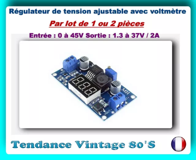 *** Lot De 1 Ou 2 Module Regulateur Tension Ajustable + Voltmetre / Arduino ***