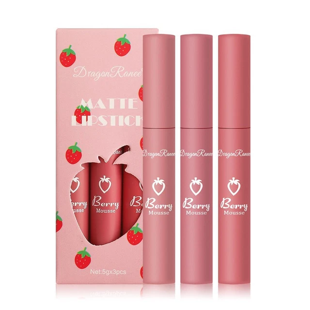 mat fraise Outils de maquillage Glaçage à lèvres velours Brillance à lèvres