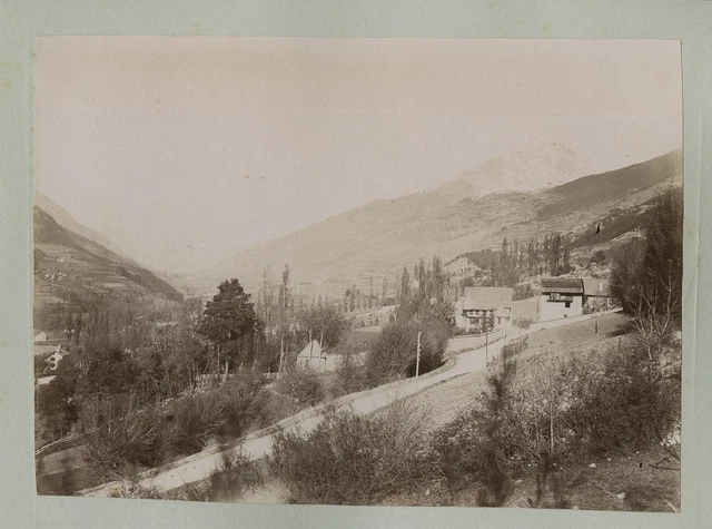 France, Vintage Mountain Village Albumen Print. 13x18 Albumin Print