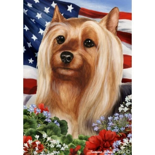 Patriotic (1) House Flag - Silky Terrier 161021