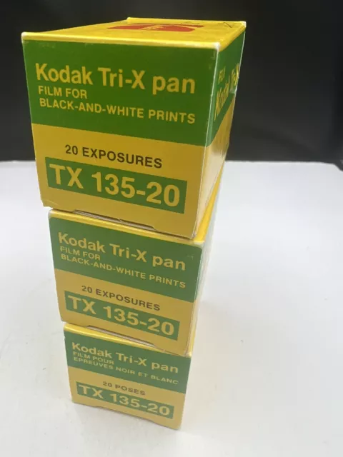 Kodak Tri-X Pan Film TX 135-36 3 Rolls NEW Exp Dec 1982 Vintage 35mm B&W Film