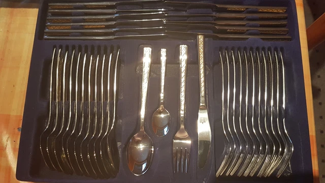 Sbs Bestecke Solingen 23 24 Karätige Goldauflage Wert BESTECKKOFFER SBS SOLINGEN 23/24 karätige Goldauflage Modell 4508
