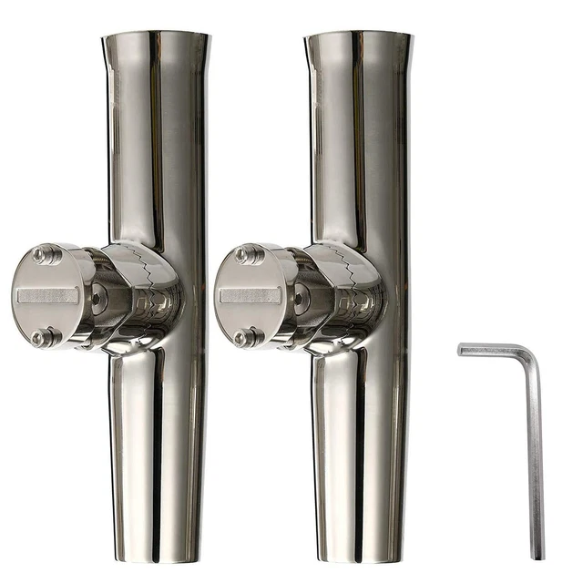 2PCS Tournament Clamp on Stainless Fishing Rod Holder for Rails 1" to 1-1/4"