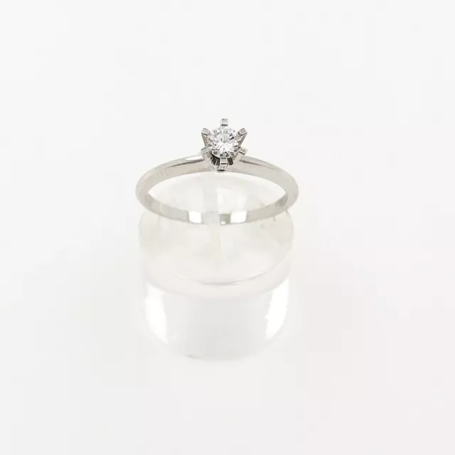 Solitaire Bague pour Femme En 14 Carat or Blanc Avec 0.16 Diamants Taille 54 Ue