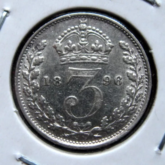 Great Britain - 3 Pence 1896 Km# 777, High Grade