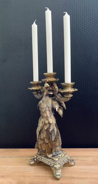 Kerzenleuchter Pfau Kerzenständer Barock gold Leuchter Kerzenhalter Antik Stil 2