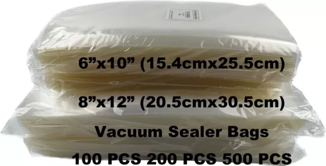 500 Quart Vacuum Sealer Bags 8x12 6x10 Embossed Food Saver Storage Package 4 Mil