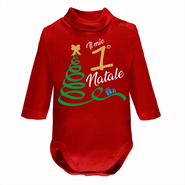 Body neonato mio primo Natale lupetto per bimbo bambina caldo cotone con nome