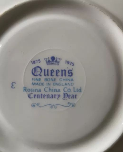 Vintage Queen's Fine Bone China England Gold Trim Saucer Centenary Dear 3