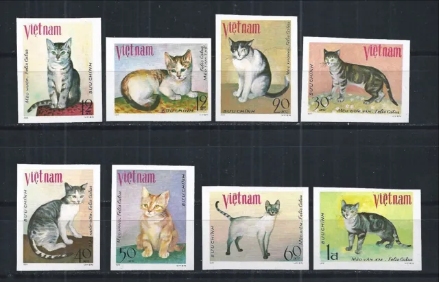 VIETNAM 1979 MiNr: 1063 U - 1070 U IMPERF CATS ANIMALS GATOS TIERE