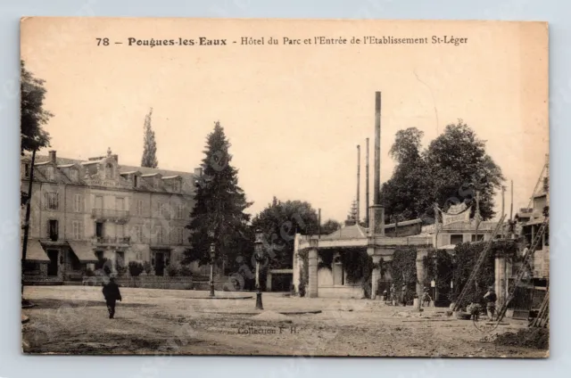 Wd2 Postcard  1940 ? Pougues les Eaux  Hotel Du Parc Entree St Liger 075a