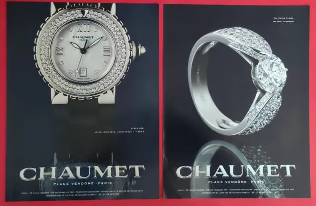 Publicité presse  Bijoux  Solitaire Plume et Montre Class One  de CHAUMET   2001