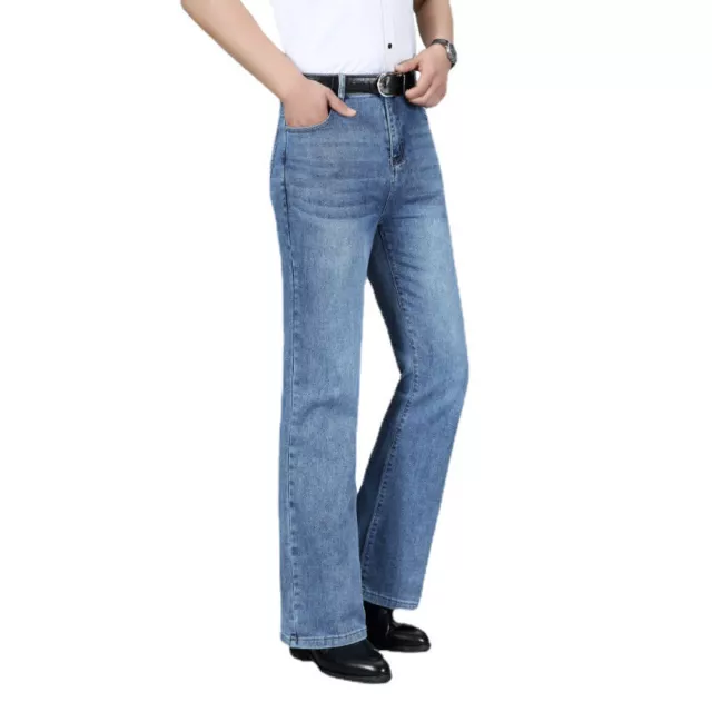 Rétro 60s 70s Jeans Hommes Pantalon Bootcut Évasé Patte D’Éléphant Slim