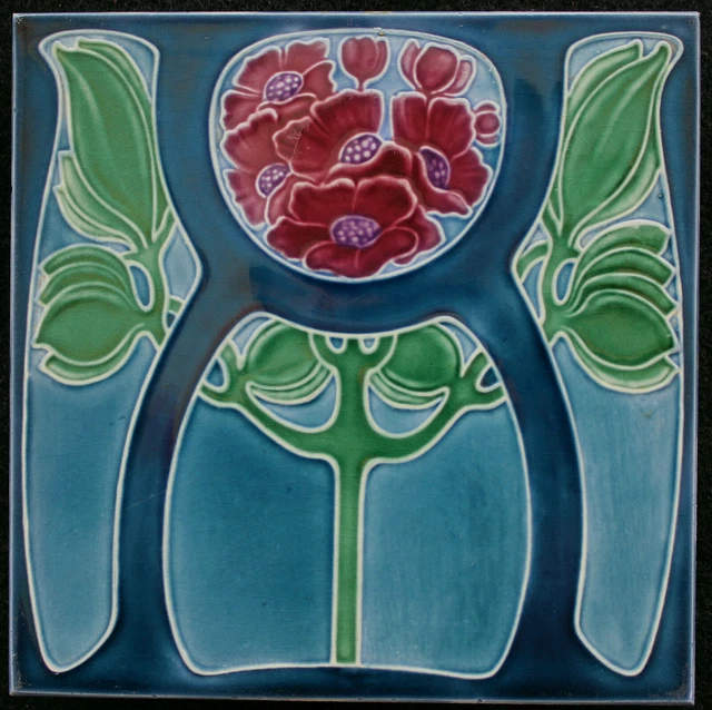 Attractive Original Art Nouveau tile C 1900 Villeroy & Boch Dresden #2