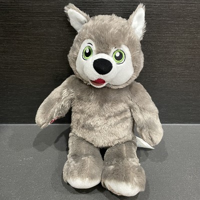 BUILD A BEAR Great Wolf Lodge Rare Blue eyes husky gray wolf 16” Soft
