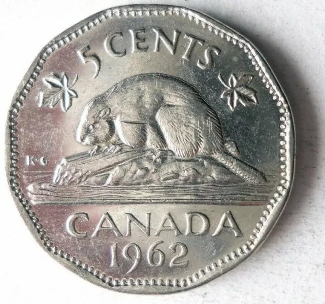 1962 CANADA 5 CENTS - Excellent Collectible Coin - FREE SHIP - Bin #167
