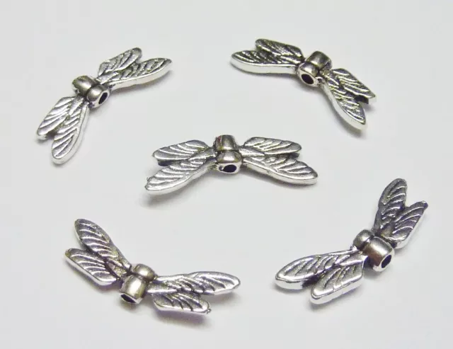 Dragonfly Wings Beads 19mm x 7mm Tibetan Silver 20 pieces  Jewellery Making