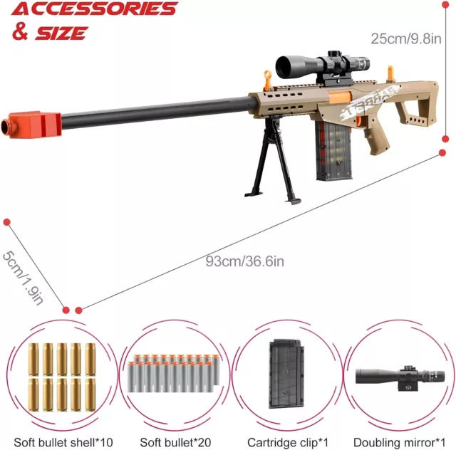 Barrett M82 Sniper /Soft Bullet Dart Toy Gun/Rifle/Fully Automatic/Realistic Fun 2