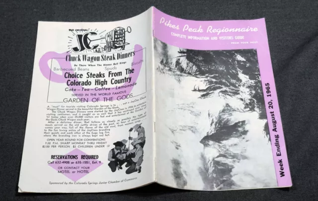 Pikes Peak Regionnaire 1965 Travel Guide Booklet Vacation Colorado CO Map