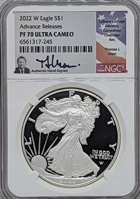 2022 W Silver American Eagle Advance Release NGC PF70 UC Uram Signature