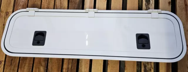 Serviceklappe Stauraumklappe Klappenrahmen 1125 x 330 mm weiß mit Schürze Womo