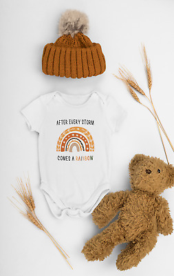 After every storm comes a Rainbow Baby Vest/grow, Cute Rainbow Baby Shower Gift