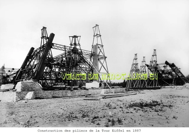 Tirage Argentique Original Albert Gilles - Construction Tour Eiffel 1889, 12.5x17.5 Cm