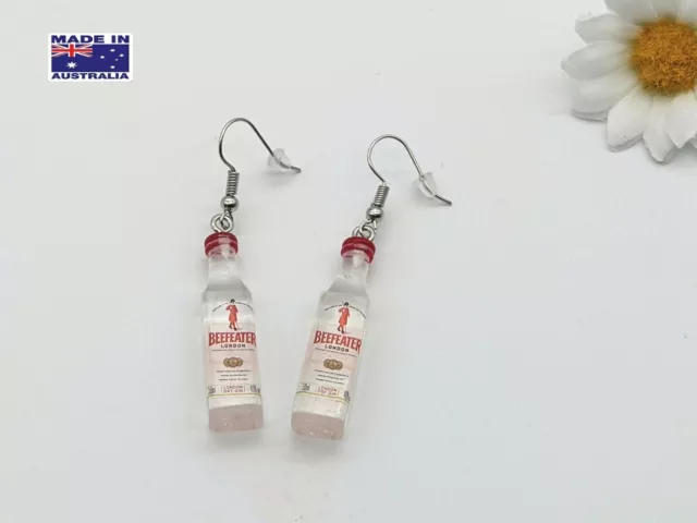 3D Miniature Bottle Alcohol London Dry Gin Style Drop Earrings Dress Accessory